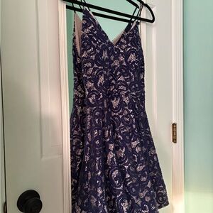 Navy Lace Mini Dress